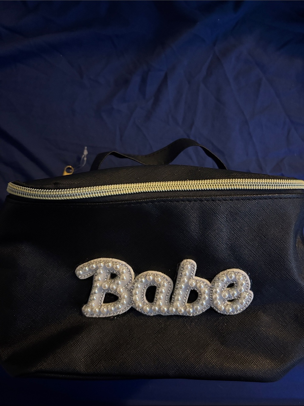 Beaded 'Bebe’ Black Cosmetic Bag - Sparkle Accent